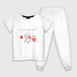 Пижама хлопковая детская Котик-подарок, цвет: белый