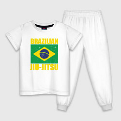 Пижама хлопковая детская Brazilian jiu-jitsu, цвет: белый