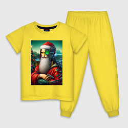 Пижама хлопковая детская Mona Lisa in Santa costume - cyberpunk, цвет: желтый