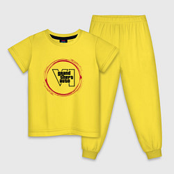 Пижама хлопковая детская Символ GTA6 и красная краска вокруг, цвет: желтый