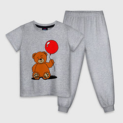 Пижама хлопковая детская Плюшевый медведь с воздушным шариком, цвет: меланж