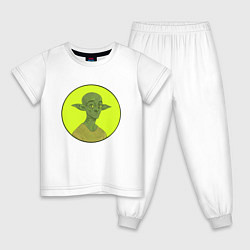 Пижама хлопковая детская Инопланетянин Иван, цвет: белый
