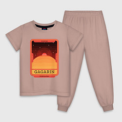Пижама хлопковая детская Gagarin поехали, цвет: пыльно-розовый