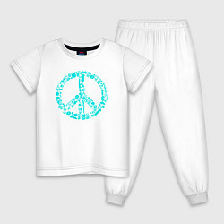 Пижама хлопковая детская Peace life, цвет: белый