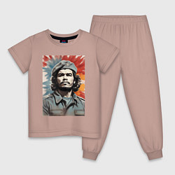 Пижама хлопковая детская Портрет Че Гевара, цвет: пыльно-розовый