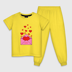 Пижама хлопковая детская Любовное письмо, цвет: желтый