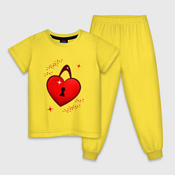 Пижама хлопковая детская Сердце замок, цвет: желтый