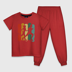 Пижама хлопковая детская Бегуны, цвет: красный