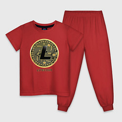 Пижама хлопковая детская Litecoin крипта, цвет: красный