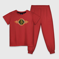 Пижама хлопковая детская Биткоин лого, цвет: красный