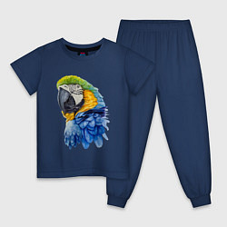 Детская пижама Сине-золотой попугай ара