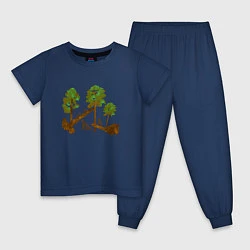 Пижама хлопковая детская Медведи в сосновом лесу, цвет: тёмно-синий