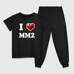 Пижама хлопковая детская Я люблю мм2 Роблокс - I heart mm2 Roblox, цвет: черный