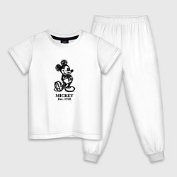 Пижама хлопковая детская Mickey classic: origin 1928, цвет: белый