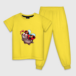 Пижама хлопковая детская Влюбленная божья коровка, цвет: желтый