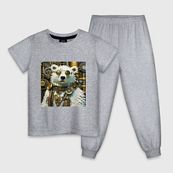 Детская пижама Северный медведь воин в очках в стиле стимпанк