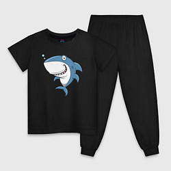 Пижама хлопковая детская Cute shark, цвет: черный