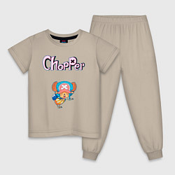 Пижама хлопковая детская Чоппер доктор из аниме ван пис, цвет: миндальный