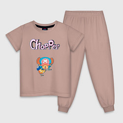 Пижама хлопковая детская Чоппер доктор из аниме ван пис, цвет: пыльно-розовый