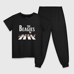Пижама хлопковая детская Бигли The Beatles пародия, цвет: черный