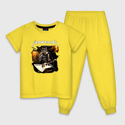 Пижама хлопковая детская Meowtallica Котфилд, цвет: желтый