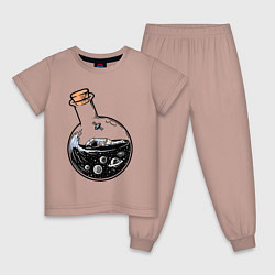 Пижама хлопковая детская Космос в колбе, цвет: пыльно-розовый