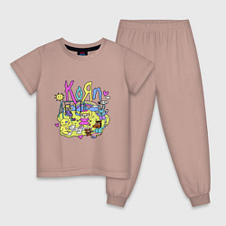 Пижама хлопковая детская Korn - childs, цвет: пыльно-розовый