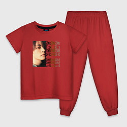 Пижама хлопковая детская Lee Know top, цвет: красный