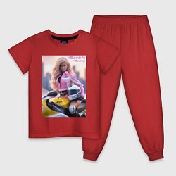 Пижама хлопковая детская Barbie racing - ai art, цвет: красный