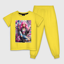 Детская пижама Барби панк гитарист - нейросеть