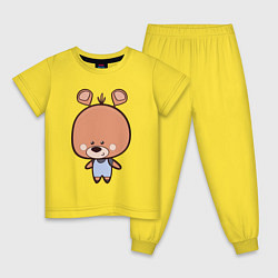 Пижама хлопковая детская Милый мишутка, цвет: желтый