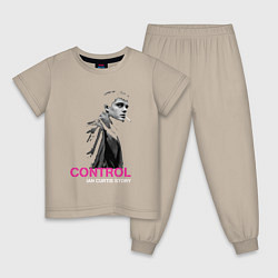 Пижама хлопковая детская Joy Division - Control film, цвет: миндальный