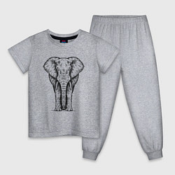 Пижама хлопковая детская Слон анфас, цвет: меланж