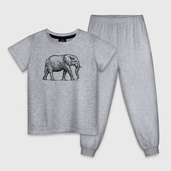Пижама хлопковая детская Слон гуляет, цвет: меланж