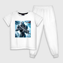 Пижама хлопковая детская Mass Effect - N7 ai art, цвет: белый