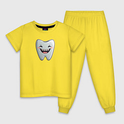 Пижама хлопковая детская Улыбающийся зуб, цвет: желтый