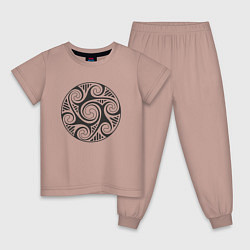 Пижама хлопковая детская Круглый кельтский узор, цвет: пыльно-розовый