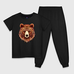 Детская пижама Серьезный медведь с орнаментом
