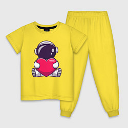 Пижама хлопковая детская Космонавт и сердце, цвет: желтый