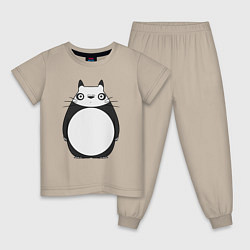 Пижама хлопковая детская Тоторо панда, цвет: миндальный
