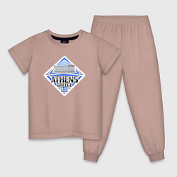 Пижама хлопковая детская Афины Греция, цвет: пыльно-розовый