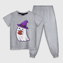 Пижама хлопковая детская Добрый призрак, цвет: меланж