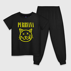 Пижама хлопковая детская Purrvana, цвет: черный