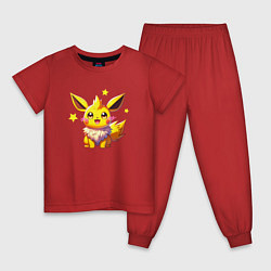 Пижама хлопковая детская Пикачу - нейросеть Далли, цвет: красный