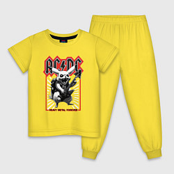 Пижама хлопковая детская AC DC на фоне Пикачу играющего рок на гитаре, цвет: желтый