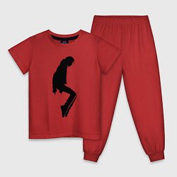 Пижама хлопковая детская Черный силуэт Майкла Джексона, цвет: красный