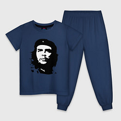 Пижама хлопковая детская Черно-белый силуэт Че Гевара, цвет: тёмно-синий