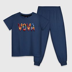Пижама хлопковая детская Vova yarn art, цвет: тёмно-синий