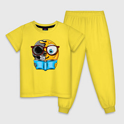 Пижама хлопковая детская Смайлик с книгой, цвет: желтый