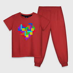 Пижама хлопковая детская Color tetris, цвет: красный